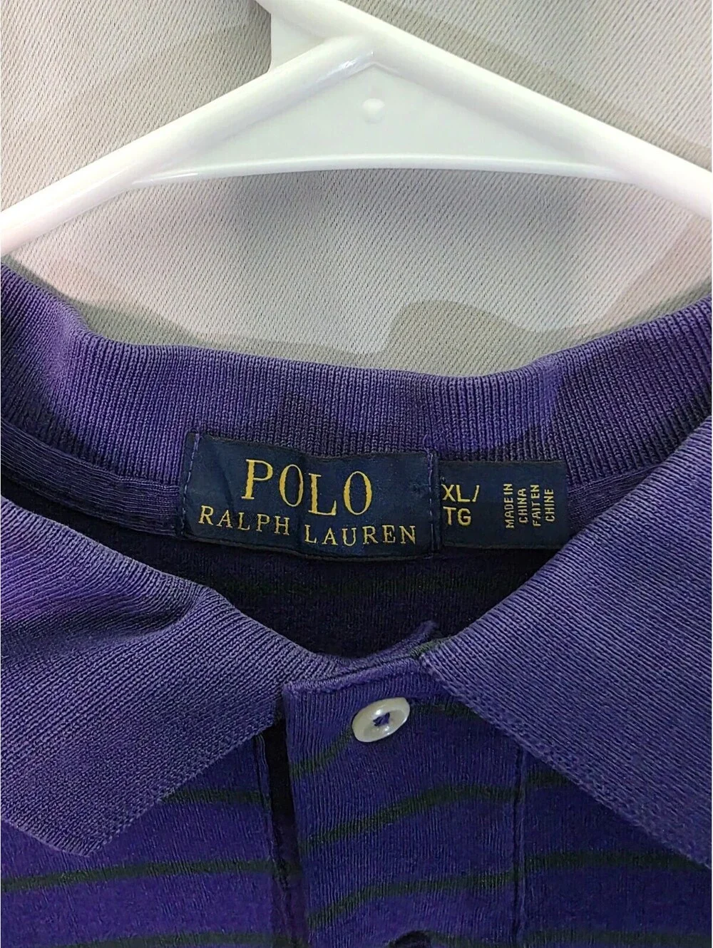 Polo Golf Ralph Lauren Mens XL Purple Green Striped Polo Shirt Pima Cotton
